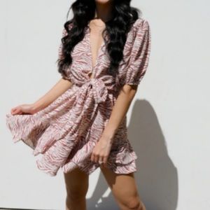 Women’s Frill Boho Exotic Zebra Print Mini Dress